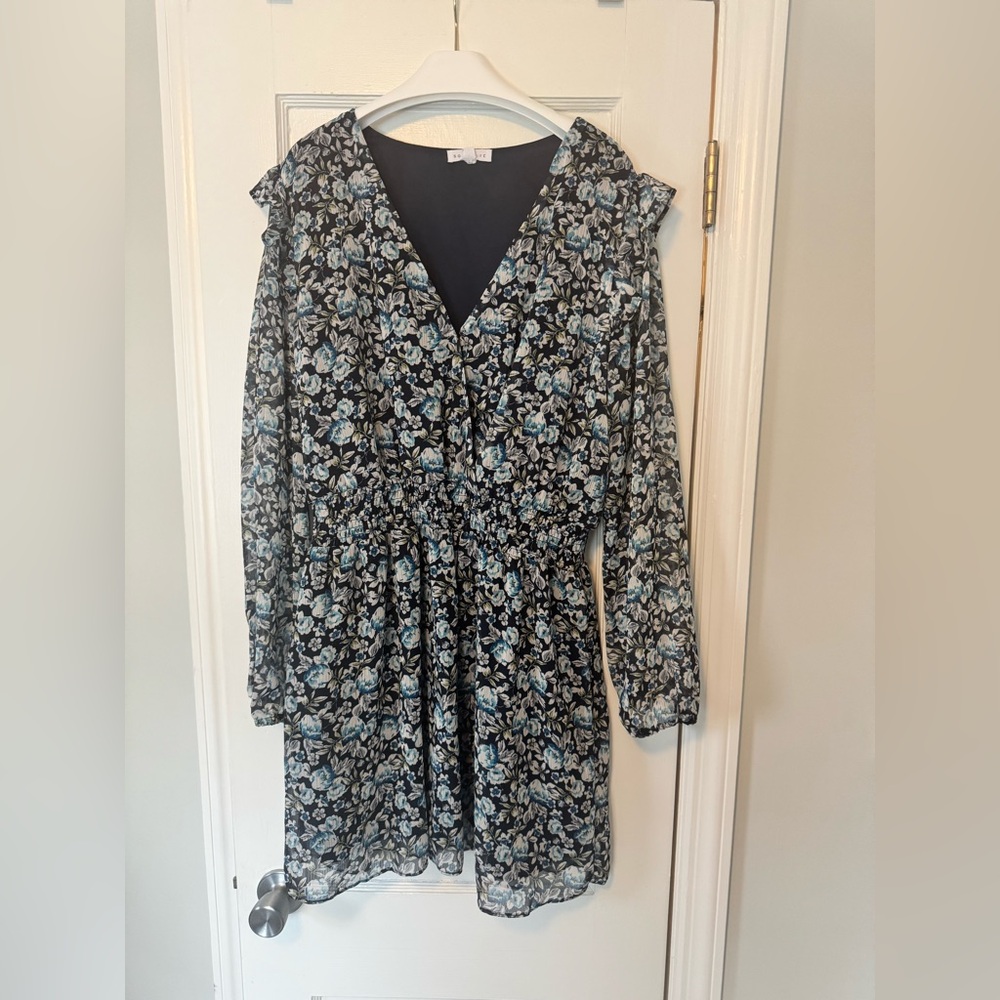 Socialite Black and Blue Floral Long Sleeve Dress